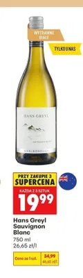 Wino wytrawne białe Hans Greyl Sauvignon Blanc Marlborough promocja w Biedronka