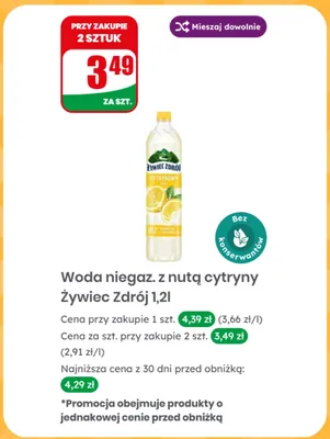 Woda niegazowana z nutą cytryny Żywiec Zdrój promocja w Dino