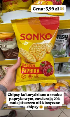 Chipsy kukurydziane o smaku paprykowym SONKO promocja w Dino