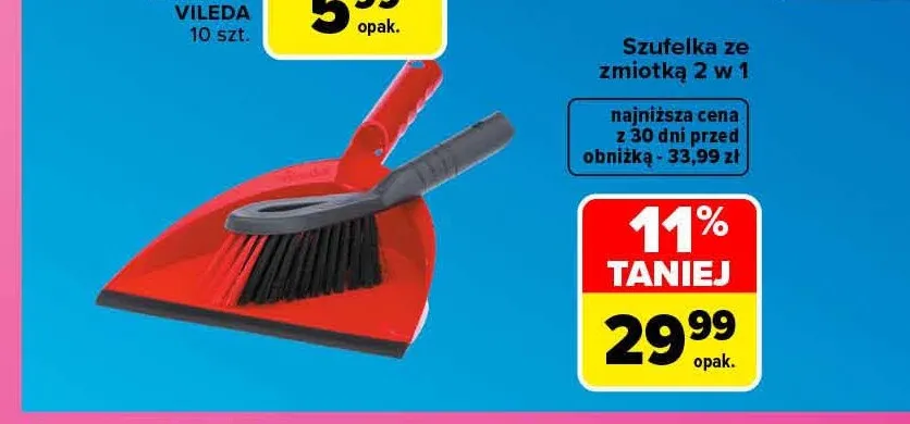 Szufelka ze zmiotką 2 w 1 Vileda promocja w Carrefour