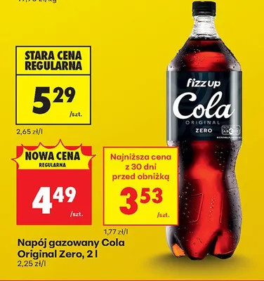 Napój gazowany Fizz Up Cola Original Zero promocja w Biedronka