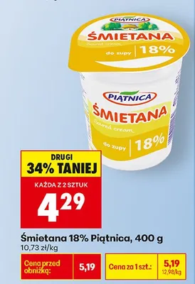 Śmietana 18% 400 g promocja w Biedronka