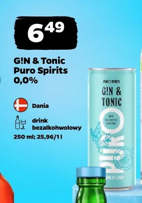 Drink bezalkoholowy G!N & Tonic Puro Spirits 0,0% promocja w Netto