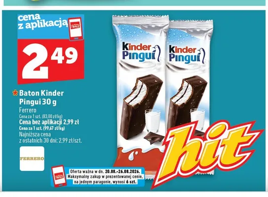 Baton Kinder Pingui promocja w TOPAZ