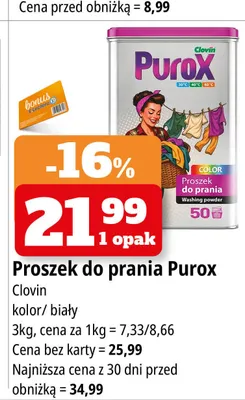 Proszek do prania Purox kolor promocja w Leclerc