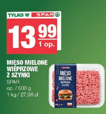 Mięso mielone wieprzowe z szynki SPAR promocja w SPAR