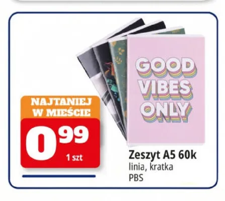 Zeszyt A5 60k kratka PBS promocja w Leclerc
