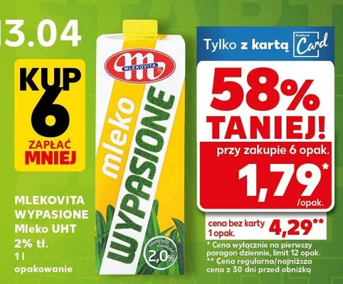 Mleko UHT 2% tł. promocja w Kaufland