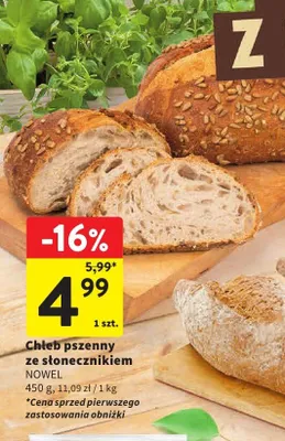 Chleb pszenny ze słonecznikiem Nowel promocja w Intermarche