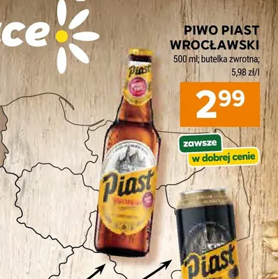 Piwo Piast Wrocławski butelka zwrotna promocja w Stokrotka