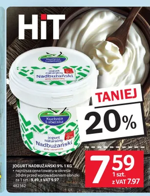 Jogurt Nadbużański Kuchnia Lubelska 9% promocja w Selgros