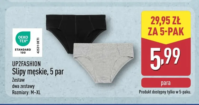 Slipy męskie 5-pak UP2FASHION promocja w Aldi