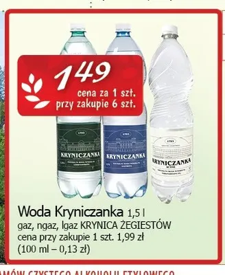 Woda lekko gazowana Kryniczanka promocja w CEZAR Delikatesy