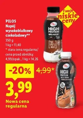 Napój wysokobiałkowy czekoladowy Pilos promocja w Lidl