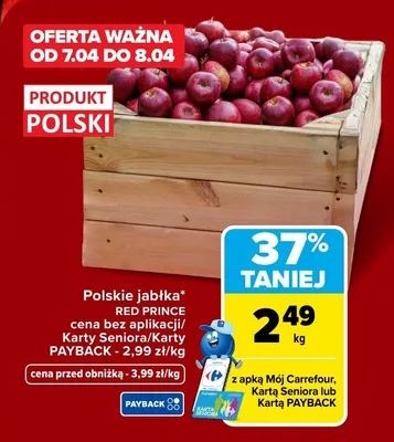 Jabłka polskie Red Prince promocja w Carrefour Market