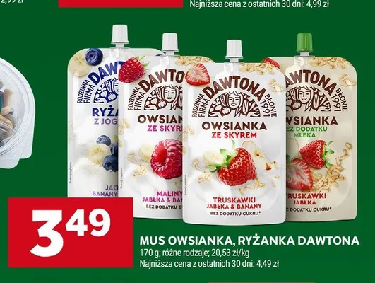 Owsianka bez dodatku mleka truskawka jabłko Dawtona promocja w Stokrotka