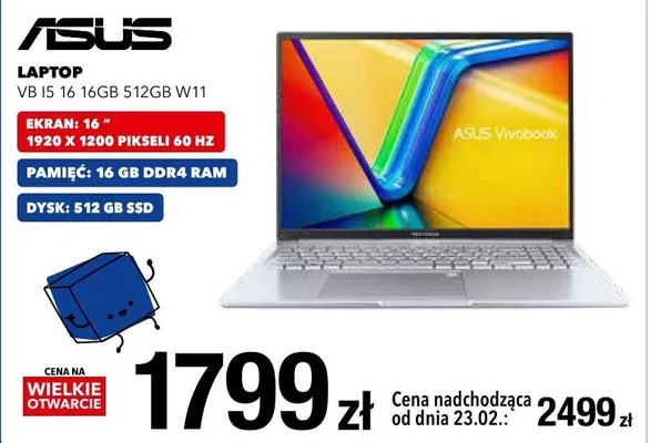 Laptop VivoBook V15 I5 16 16GB 512GB W11 promocja w RTV EURO AGD