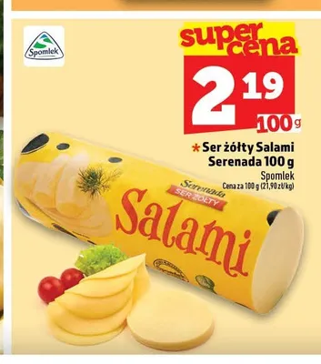 Ser żółty Salami Serenada Spomlek promocja w TOPAZ