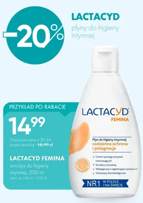 Emulsja do higieny intymnej Lactacyd Femina promocja w Super-Pharm