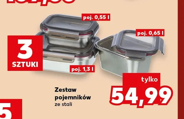 Zestaw pojemników ze stali promocja w Kaufland