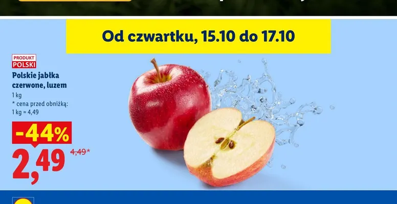 Polskie jabłka czerwone luzem promocja w Lidl