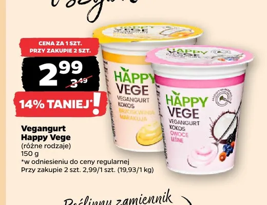 Vegangurt kokos brzoskwinia marakuja Happy Vege promocja w Netto