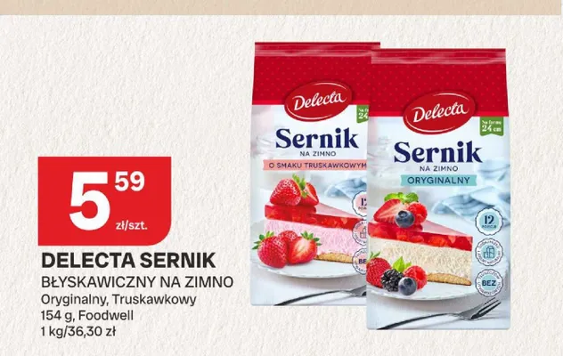 Sernik błyskawiczny na zimno Delecta Truskawkowy promocja w Chorten
