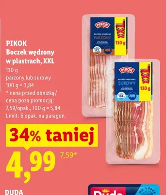 Boczek wędzony w plastrach, XXL surowy promocja w Lidl