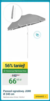 Parasol ogrodowy JUMI Ø 240 cm promocja w ERLI