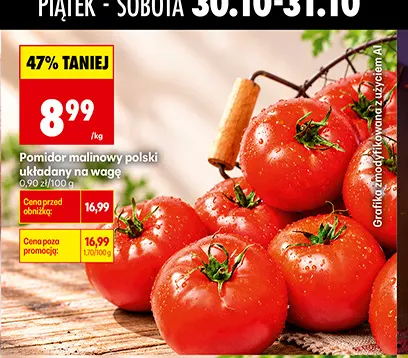 Pomidory malinowe polskie układane na wagę promocja w Biedronka