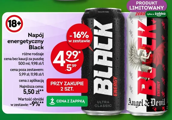 Napój energetyczny Black różne rodzaje promocja w Żabka