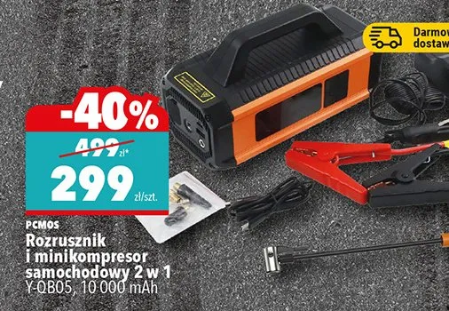 Rozrusznik i minikompresor samochodowy 2 w 1 12000+ 10000 mAh promocja w Biedronka