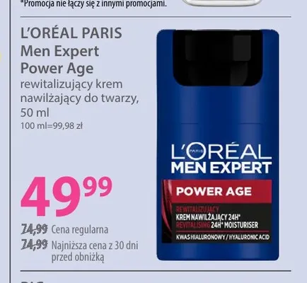 Krem nawilżający do twarzy rewitalizujący L'Oréal Paris Men Expert Power Age promocja w Hebe