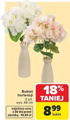 Bukiet hortensji, 3 szt. wys. 48 cm promocja w Carrefour