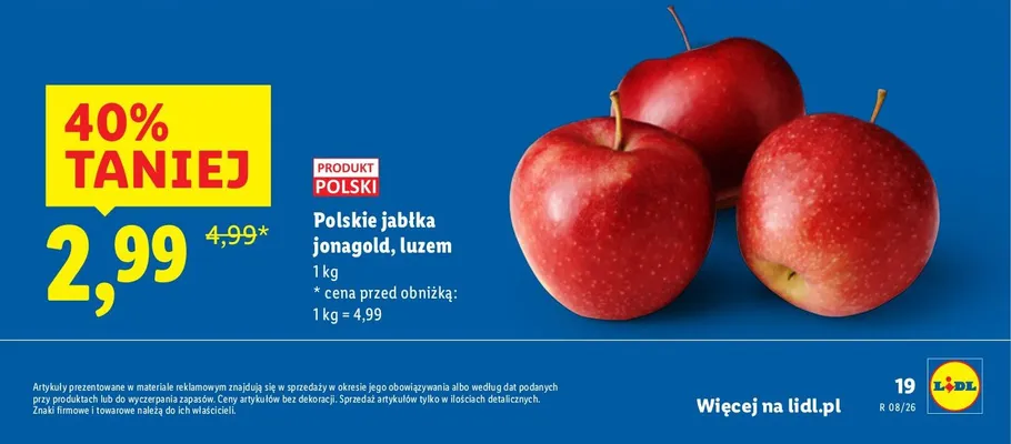 Jabłka polskie jonagold, luzem promocja w Lidl