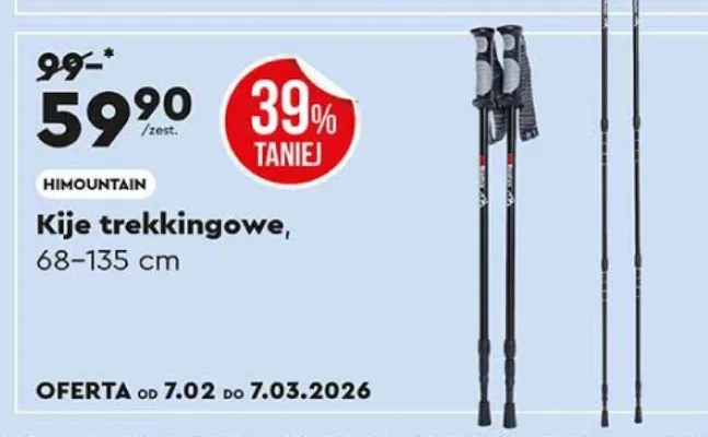 Kije trekkingowe, 68-135 cm promocja w Biedronka