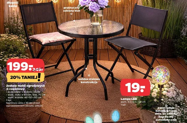 Zestaw mebli ogrodowych 3-częściowy promocja w Netto
