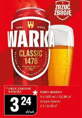 Piwo Warka Classic promocja w Chorten