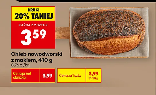Chleb nowodworski z makiem promocja w Biedronka