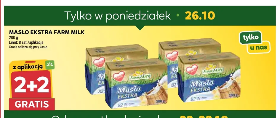 Masło ekstra Farm Milk promocja w Stokrotka