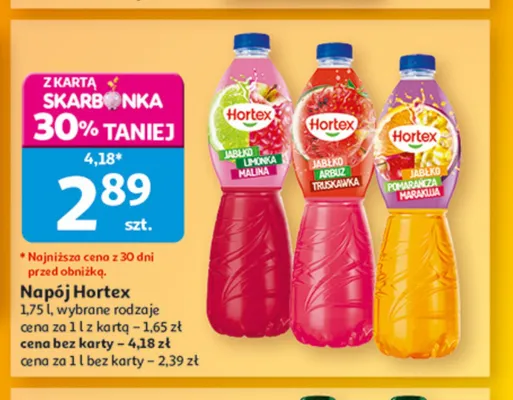 Napój Hortex jabłko limonka malina promocja w Auchan
