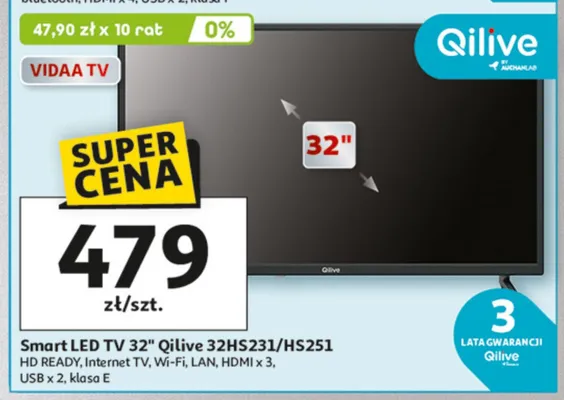 Smart LED TV 32" Qilive 32HS231/HS251 promocja w Auchan