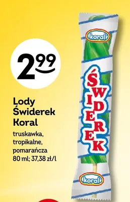 Lody Świderek pomarańcza promocja w Żabka
