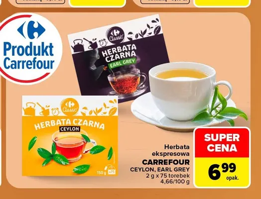 Herbata ekspresowa Carrefour Ceylon promocja w Carrefour