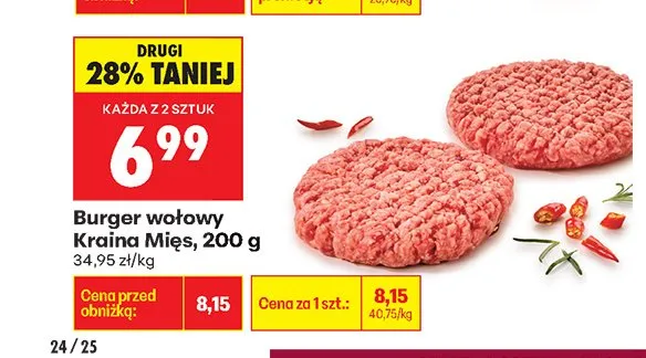 Burger wołowy Kraina Mięs promocja w Biedronka