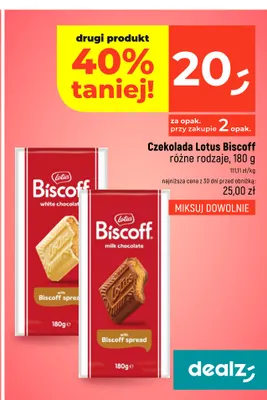 Czekolada Lotus Biscoff mleczna promocja w Dealz