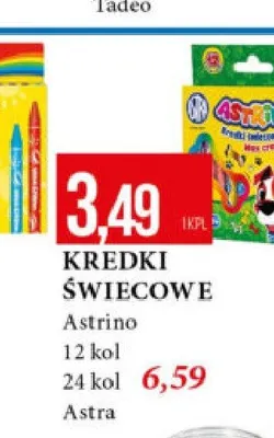 Kredki świecowe Astrino 12 kolorów promocja w Leclerc