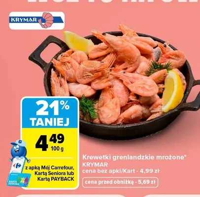 Krewetki grenlandzkie mrożone Krymar promocja w Carrefour Market