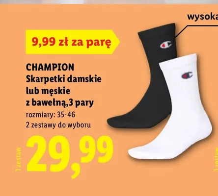 Skarpetki damskie lub męskie z bawełną, 3 pary promocja w Lidl