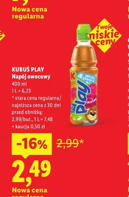 Napój owocowy Kubuś Play promocja w Lidl